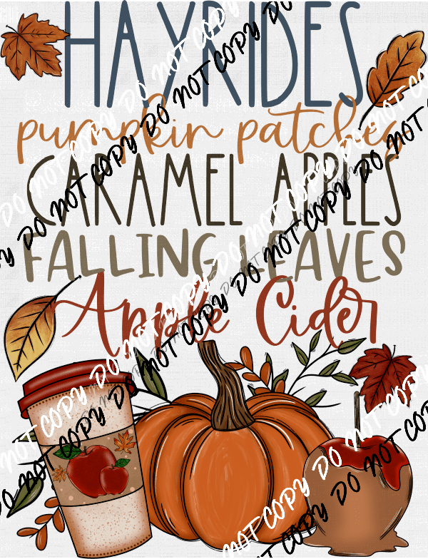Hayrides Pumpkin Patches... DTF Transfer - We Print U Press DTF Transfers