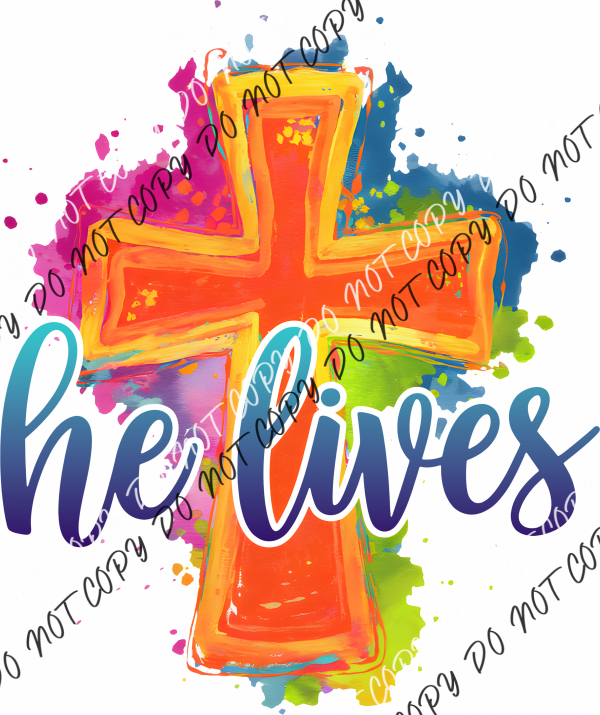 He Lives Watercolor Cross DTF Transfer RTP DTF Transfers