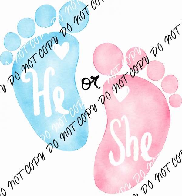 He or She Baby Feet DTF Transfer - We Print U Press DTF Transfers