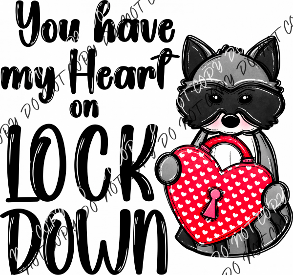 Heart Lock Raccoon Dtf Transfer Rtp Transfers