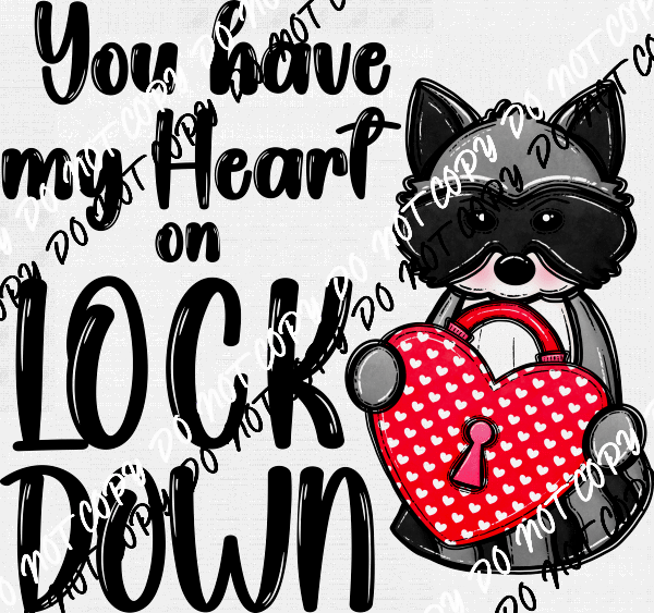 Heart Lock Raccoon DTF Transfer - We Print U Press DTF Transfers