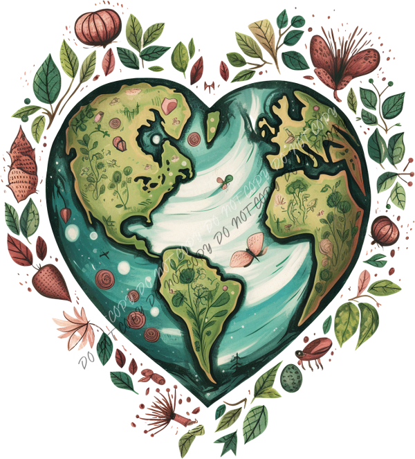 Heart Shaped Earth DTF Transfer RTP DTF Transfers