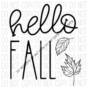 Hello Fall black script DTF Transfer