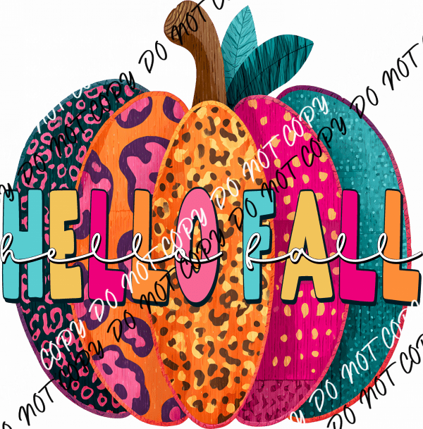 Hello Fall Bright Pumpkin DTF Transfer - We Print U Press DTF Transfers
