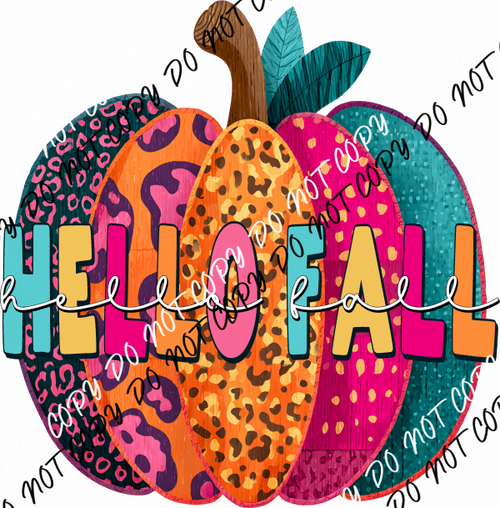 Hello Fall Bright Pumpkin DTF Transfer - We Print U Press DTF Transfers