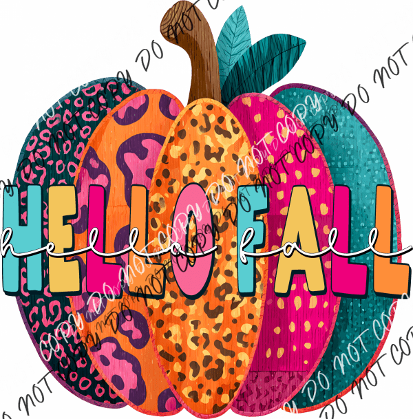 Hello Fall Bright Pumpkin DTF Transfer - We Print U Press DTF Transfers