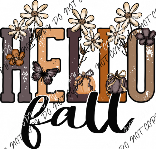 Hello Fall Doodle Floral DTF Transfer RTP DTF Transfers