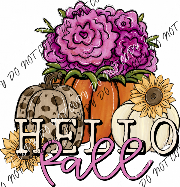 Hello Fall Floral Pumpkins Dtf Transfer Rtp Transfers