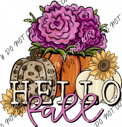 Hello Fall Floral Pumpkins Dtf Transfer Rtp Transfers