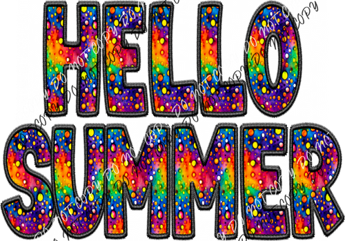 Hello Summer Colorful Dots Faux Embroidery Dtf Transfer Rtp Transfers