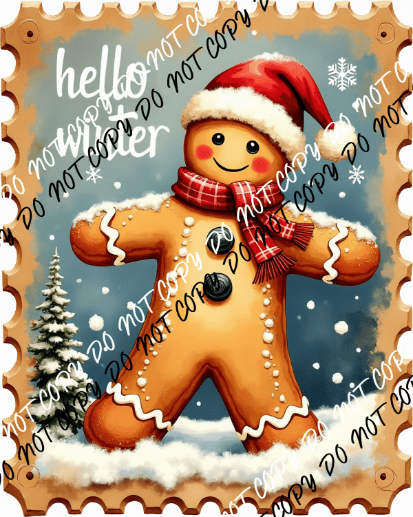 Hello Winter Gingerbread DTF Transfer - We Print U Press DTF Transfers