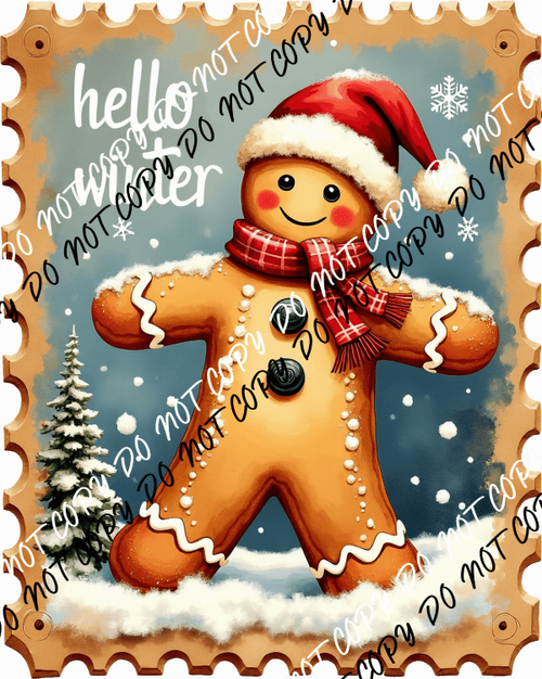 Hello Winter Gingerbread DTF Transfer - We Print U Press DTF Transfers