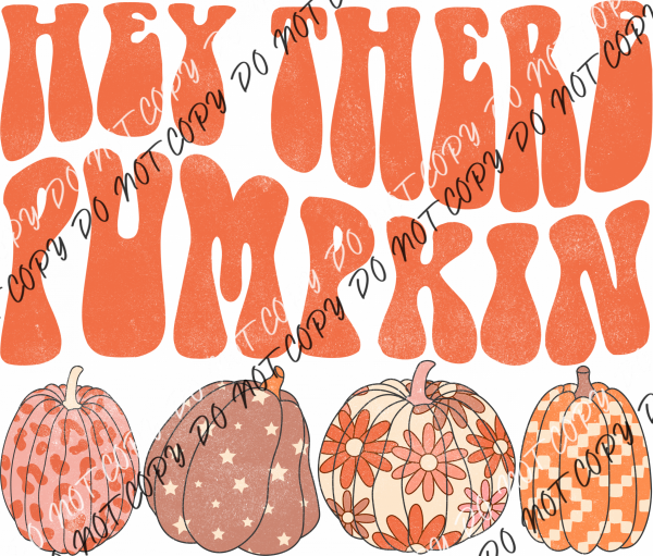 Hey There Pumpkin Retro Patterned Pumpkins Dtf Transfer