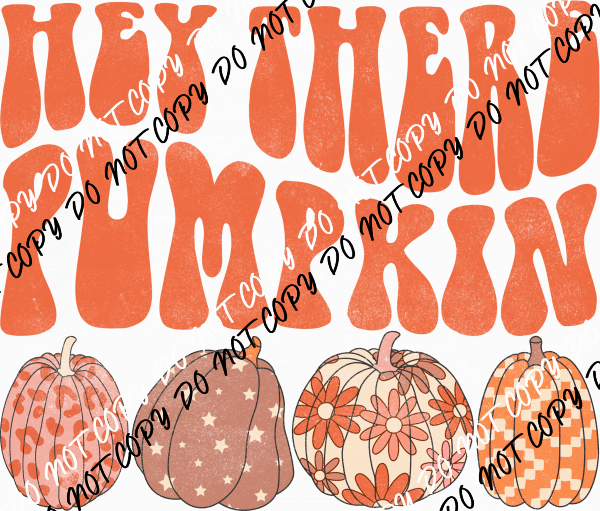 Hey There Pumpkin Retro Patterned Pumpkins DTF Transfer - We Print U Press DTF Transfers