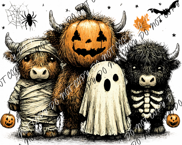 Highland Cow Halloween Dress Up DTF Transfer RTP DTF Transfers