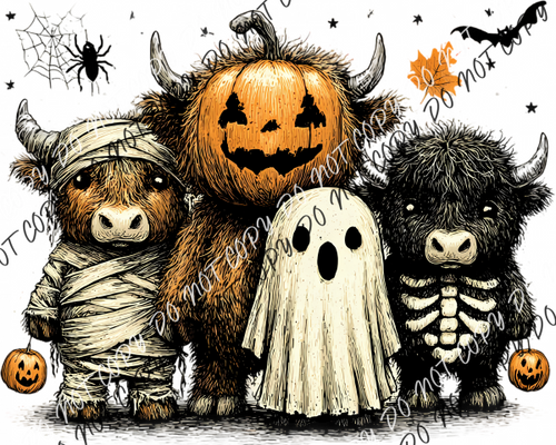 Highland Cow Halloween Dress Up DTF Transfer RTP DTF Transfers