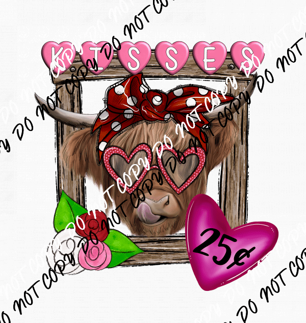 Highland Cow Kisses DTF Transfer - We Print U Press DTF Transfers