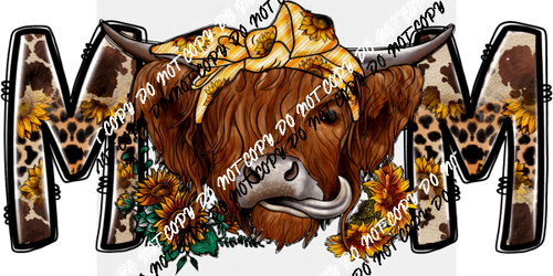 Highland Cow Mom DTF Transfer - We Print U Press DTF Transfers
