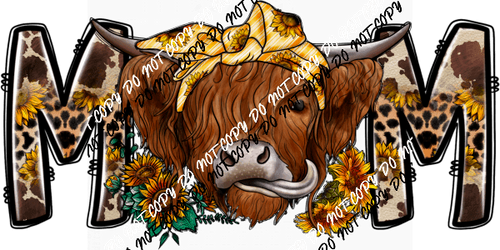 Highland Cow Mom DTF Transfer - We Print U Press DTF Transfers