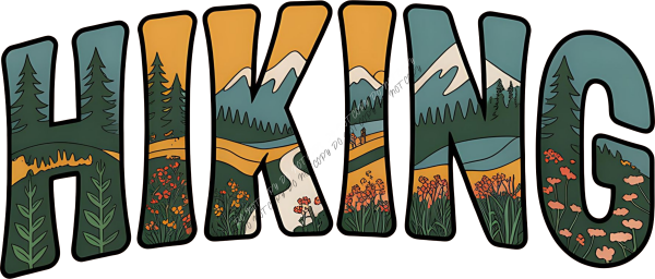 Hiking Landscape Word Art DTF Transfer RTP DTF Transfers