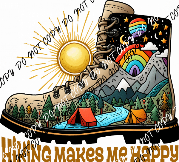 Hiking Makes Me Happy DTF Transfer - We Print U Press DTF Transfers