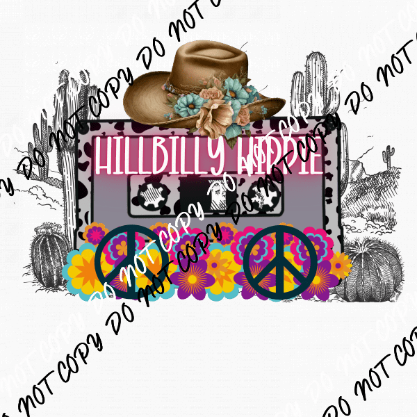 Hill Billy Hippie Cassette Tape DTF Transfer - We Print U Press DTF Transfers