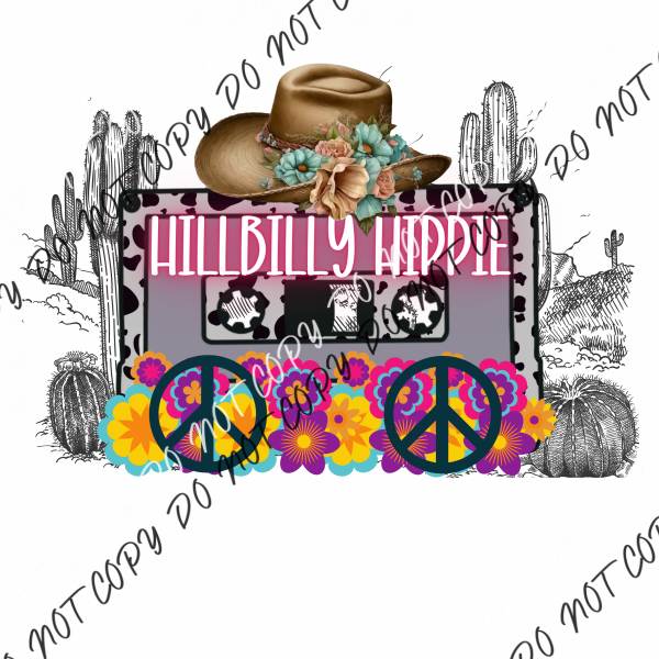 Hill Billy Hippie Cassette Tape Dtf Transfer