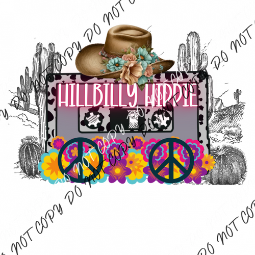 Hill Billy Hippie Cassette Tape Dtf Transfer