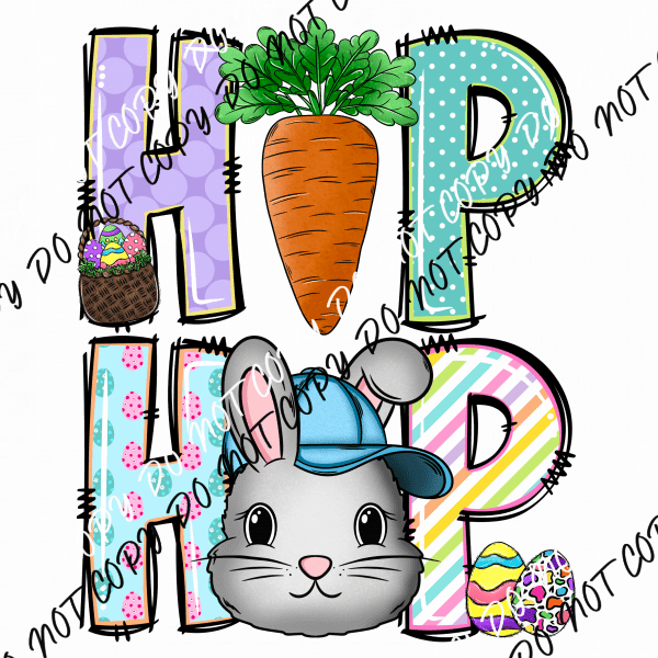 Hip Hop Bunny with Cap DTF Transfer - We Print U Press DTF Transfers