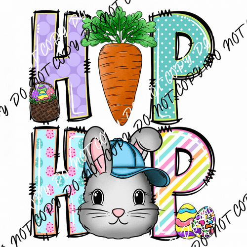 Hip Hop Bunny with Cap DTF Transfer - We Print U Press DTF Transfers