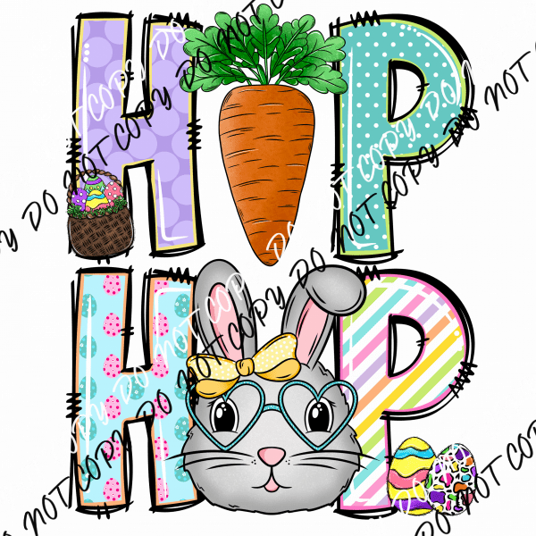 Hip Hop Bunny with Glasses DTF Transfer - We Print U Press DTF Transfers