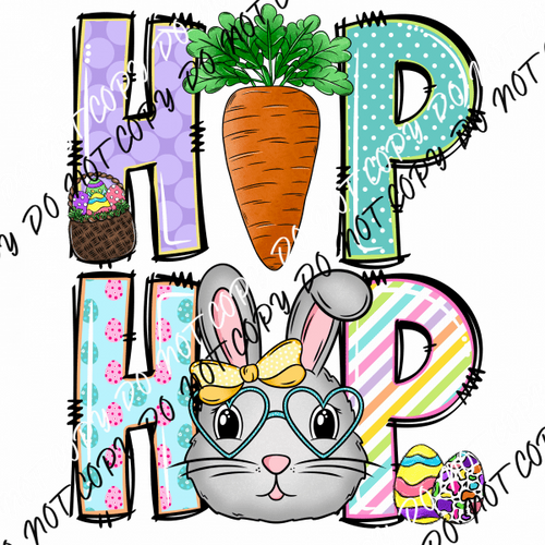 Hip Hop Bunny with Glasses DTF Transfer - We Print U Press DTF Transfers