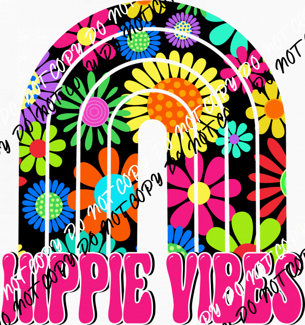 Hippie Vibes Rainbow DTF Transfer - We Print U Press DTF Transfers