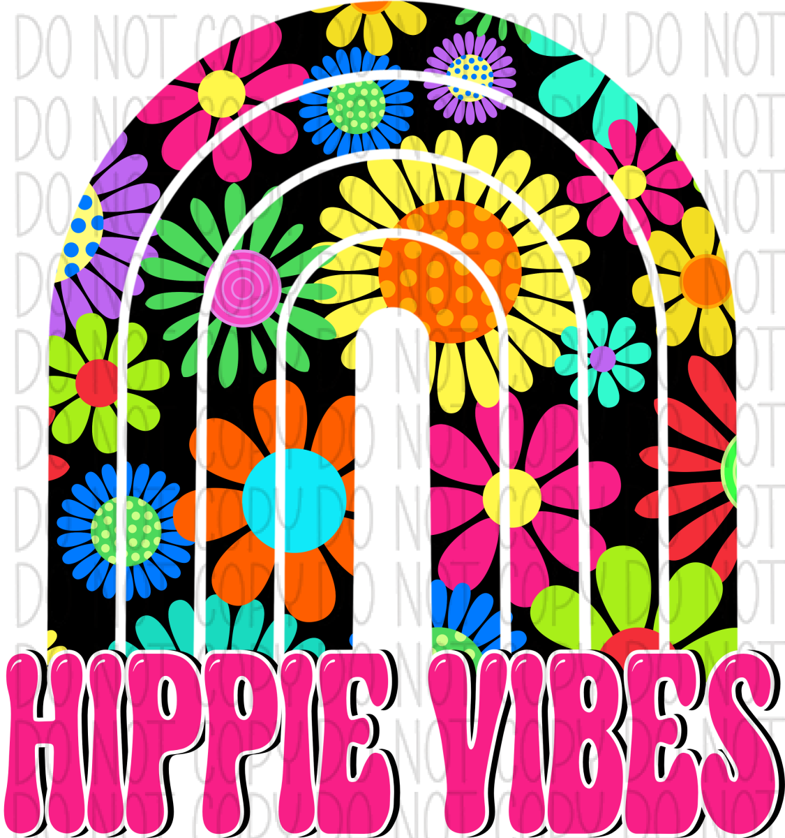 Hippie Vibes Rainbow Dtf Transfer