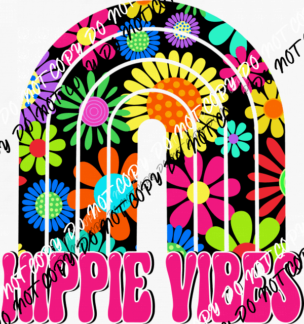 Hippie Vibes Rainbow DTF Transfer - We Print U Press DTF Transfers