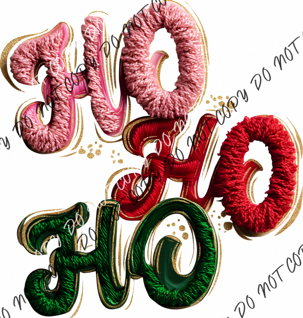 Ho Ho Ho Faux Yarn Textured Christmas DTF Transfer RTP DTF Transfers