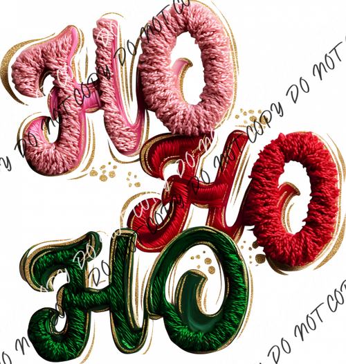 Ho Ho Ho Faux Yarn Textured Christmas DTF Transfer RTP DTF Transfers