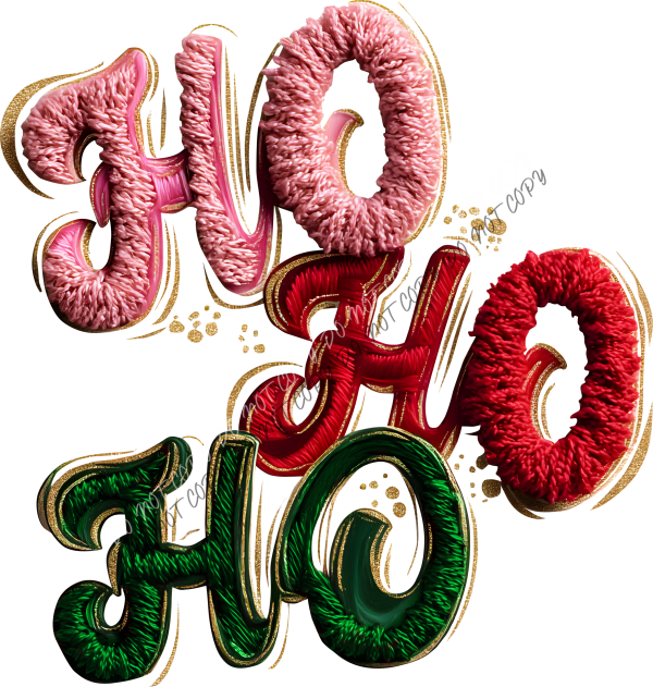 Ho Ho Ho Faux Yarn Textured Christmas DTF Transfer RTP DTF Transfers