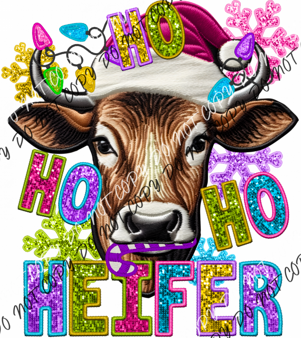 Ho Heifer Faux Sequin And Embroidery Dtf Transfer Rtp Transfers