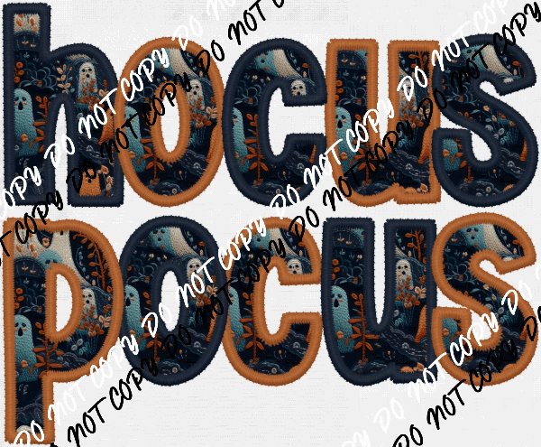 Hocus Pocus Ghost print faux embroidery DTF Transfer - We Print U Press DTF Transfers