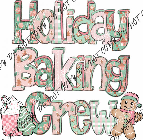 Holiday Baking Crew Pastel Letters Dtf Transfer Rtp Transfers