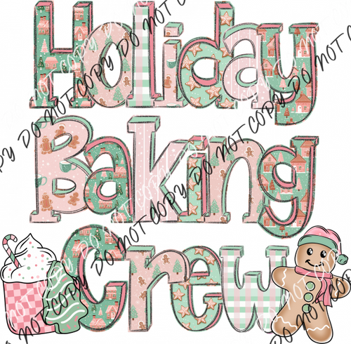 Holiday Baking Crew Pastel Letters Dtf Transfer Rtp Transfers