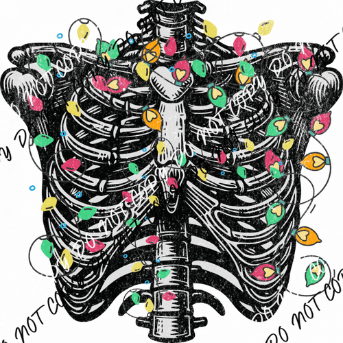 Holiday Lights Skeleton DTF Transfer - We Print U Press DTF Transfers
