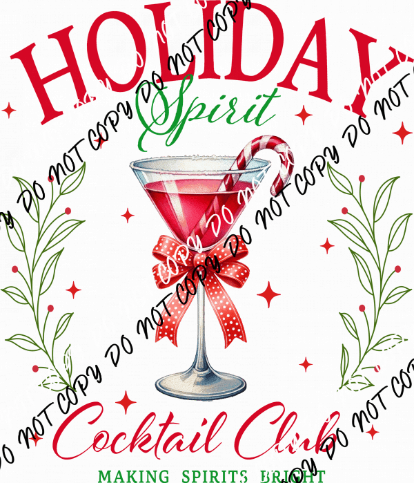 Holiday Spirit Cocktail Club DTF Transfer - We Print U Press DTF Transfers
