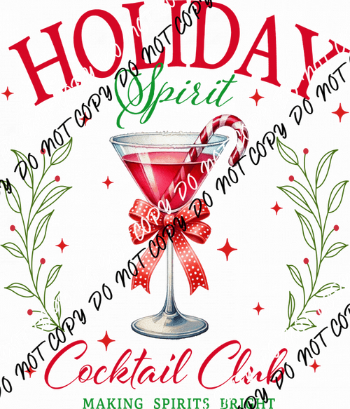 Holiday Spirit Cocktail Club DTF Transfer - We Print U Press DTF Transfers