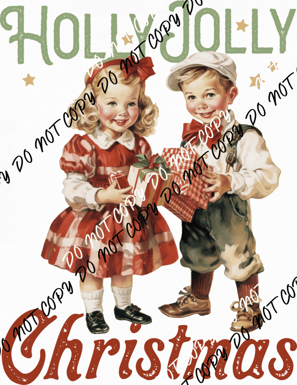 Holly Jolly Christmas Kids DTF Transfer - We Print U Press DTF Transfers