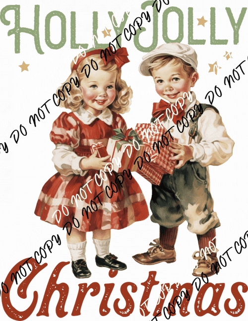 Holly Jolly Christmas Kids DTF Transfer - We Print U Press DTF Transfers
