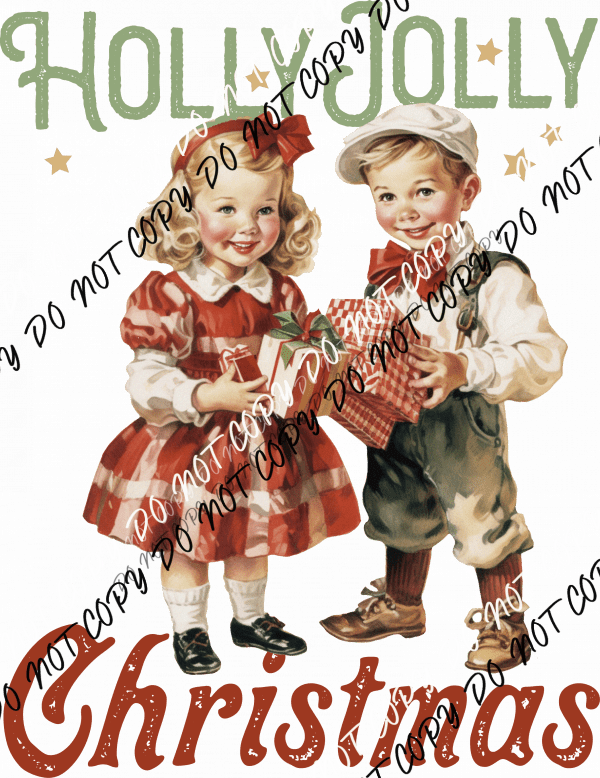 Holly Jolly Christmas Kids DTF Transfer - We Print U Press DTF Transfers