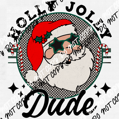 Holly Jolly Dude DTF Transfer - We Print U Press DTF Transfers