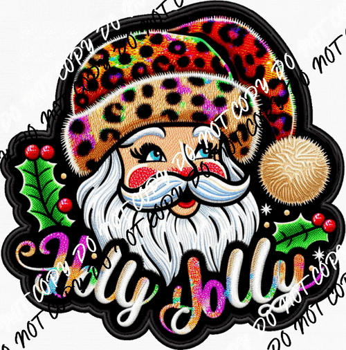 Holly Jolly Santa Faux Patch DTF Transfer - We Print U Press DTF Transfers